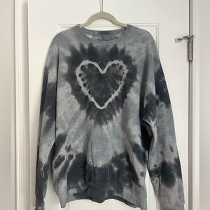 Urban Outfitters Gray Tie-Dye Heart Sweatshirt